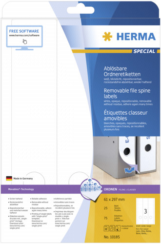 Herma Ordneretik Movab 61x297 25 Bl DIN A4 75 Stück 10185