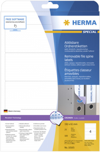Herma Ordneretik Movab 192x61 25 Bl DIN A4 100 Stück 10165
