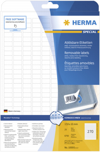 Herma Movables Etik w 17,8x10 25 Bl DIN A4 6750 Stück 10000