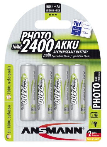 1x4 Ansmann NiMH Akku Mignon AA 2400 mAh PHOTO