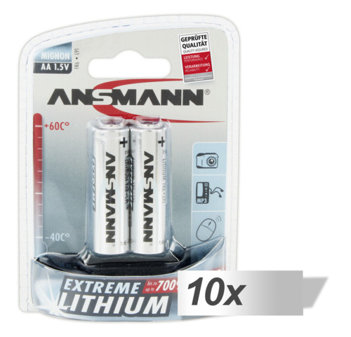 10x2 Ansmann Lithium Mignon AA LR 6 Extreme