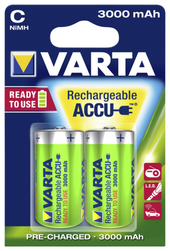 1x2 Varta Rechargeable Accu C Ready2Use NiMH Baby 3000 mAh