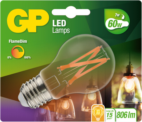 GP Batteries GP Lighting LED FlameDim E27 7W 60W 806 lm GP 085430