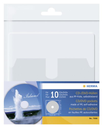 Herma CD/DVDHüllen selbstkl f.1 CD/DVD 10 Stck trans 7688