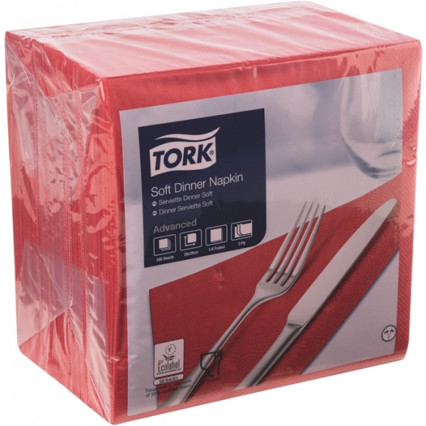 Image of 12 Pkg. Tork Din.Serv.3lag1/4 39/100er, Rot