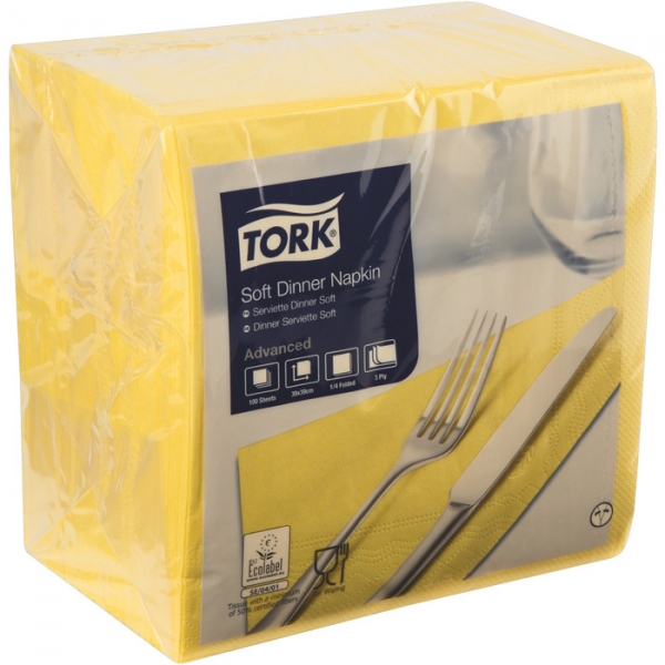 Image of 12 Pkg. Tork Din.Serv.3lag1/4 39/100er, Gelb