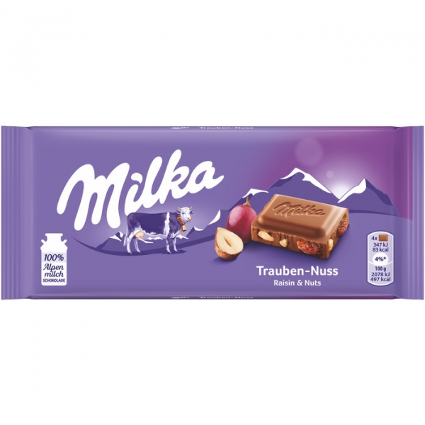 Image of 22 Stk. Milka Schoko 100g, Traube Nuss