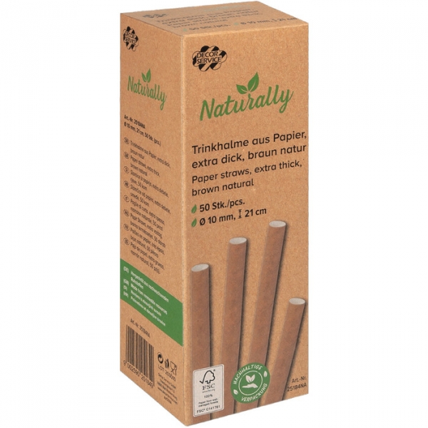 Image of 50 Pkg. Trinkhalme Papier braun DM10mmL21cm 50er