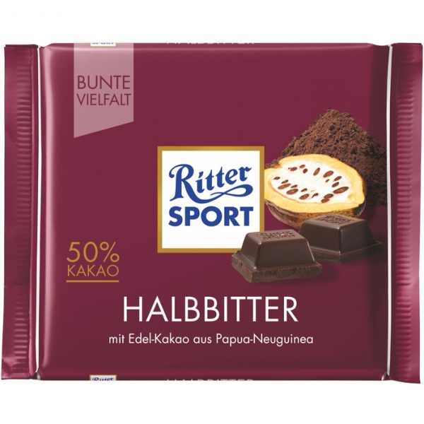 Image of 16 Pkg. Ritter Sport 5x100g, Halbbitter