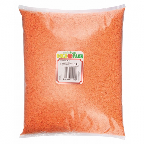 Image of 5 Pkg. Goldpack Spaltlinsen rot getrocknet 5kg