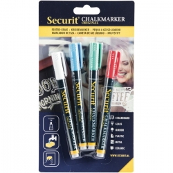   12 Stk. Securit Kreidemarker 1-2mm 4Farben 4er 