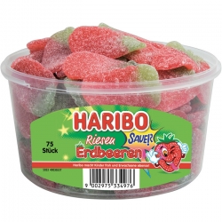   6 Pkg. Haribo Dose 75er, Saure Riesen Erdbeeren 