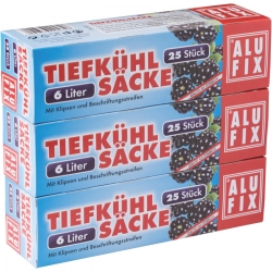   10 Pkg. Alufix Tiefkühlsäcke transp.6l 25Stk 3er 