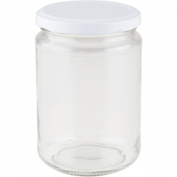   6 Stk. Vorratsglas 390 ml rund Deckel weiß 